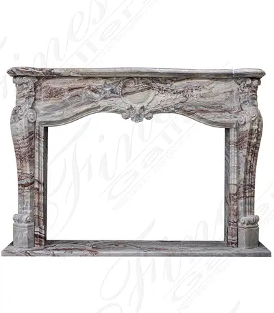 Rare French Louis IV Mantel in Italian Arabascato Orobico Rosso Marble