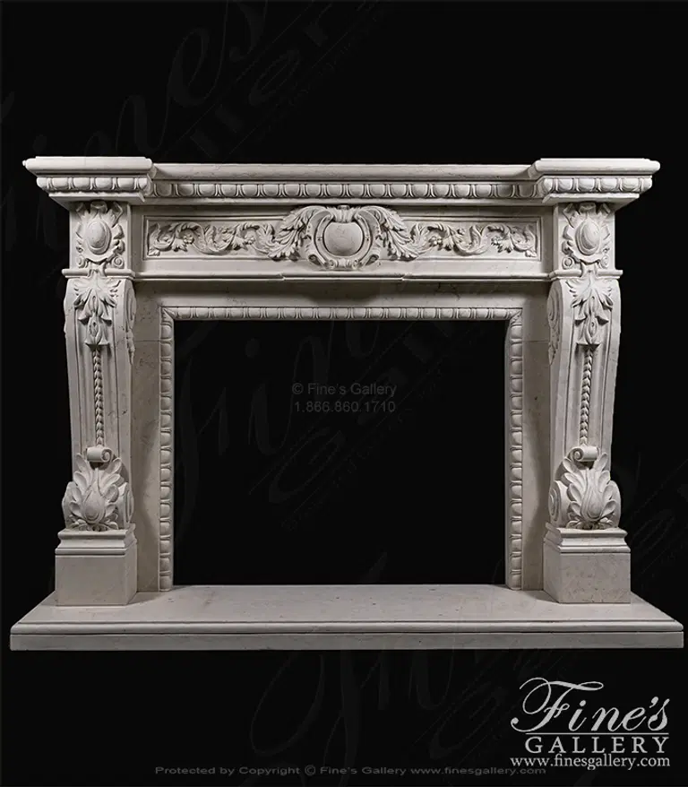 Oversized Italian Style Surround In Bianco Perlino Marble