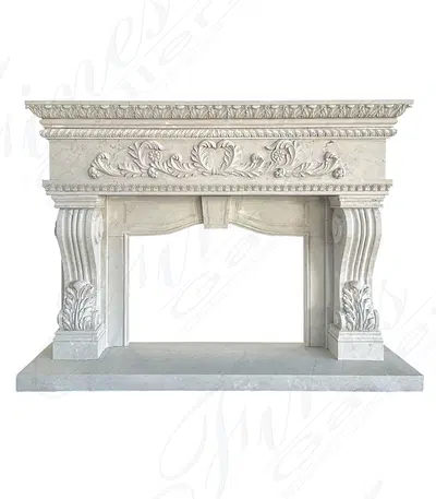 Oversized Italian Style Mantel in Italian Bianco Perlino Marble