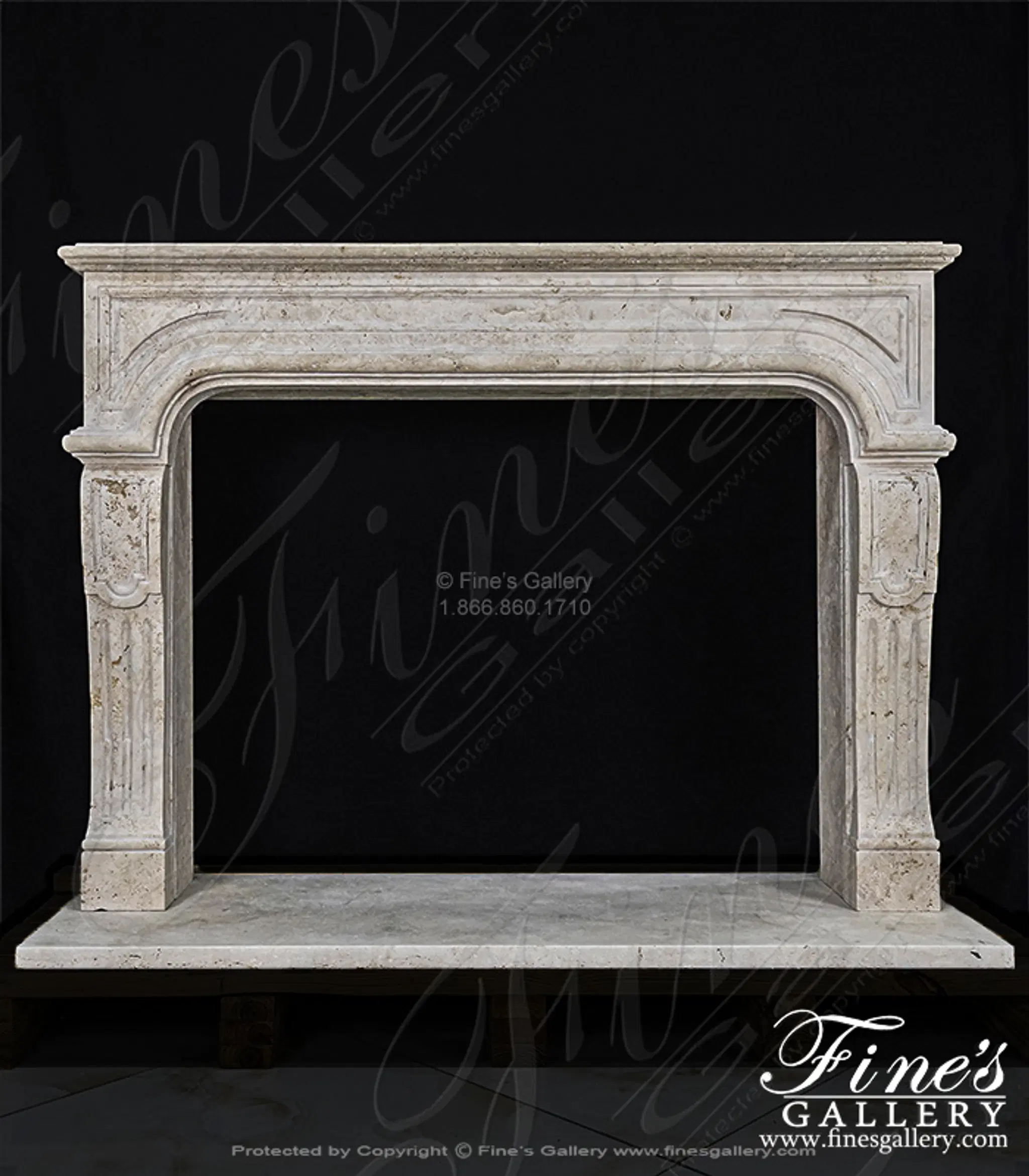 Classic Italian Roman Travertine Fireplace Mantel