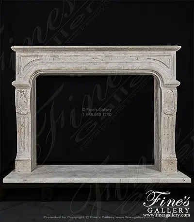 Classic Italian Roman Travertine Fireplace Mantel