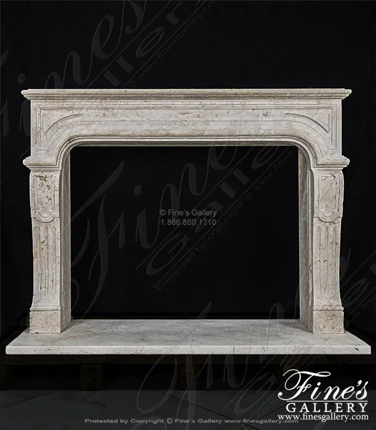 Classic Italian Roman Travertine Fireplace Mantel