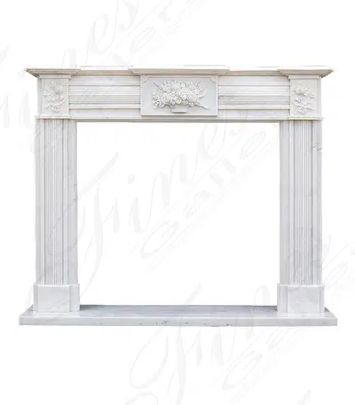 Floral Bouquet Mantel in a Light White Marble