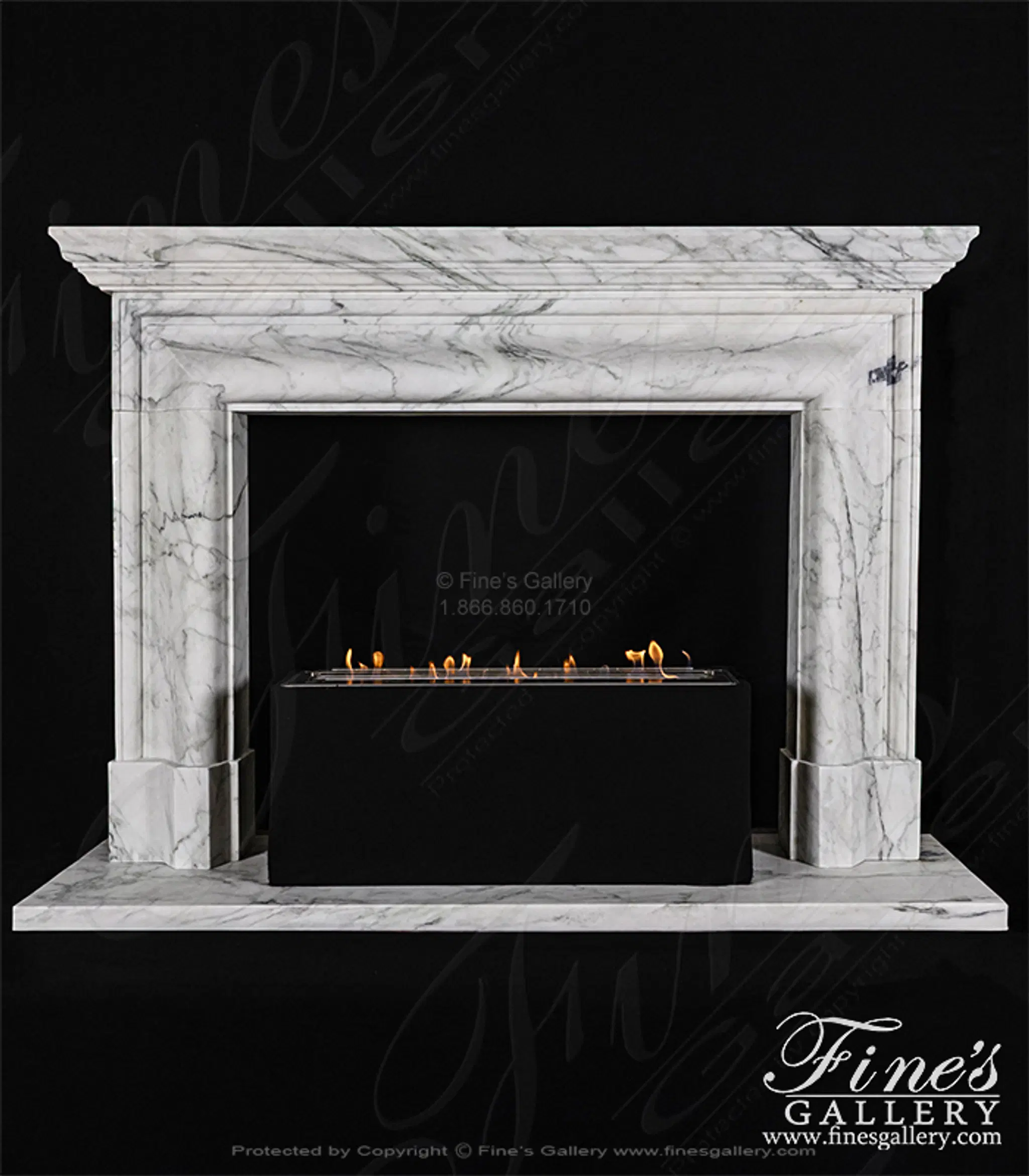 Museum Quality Mantel in Italian Arabascato Marble