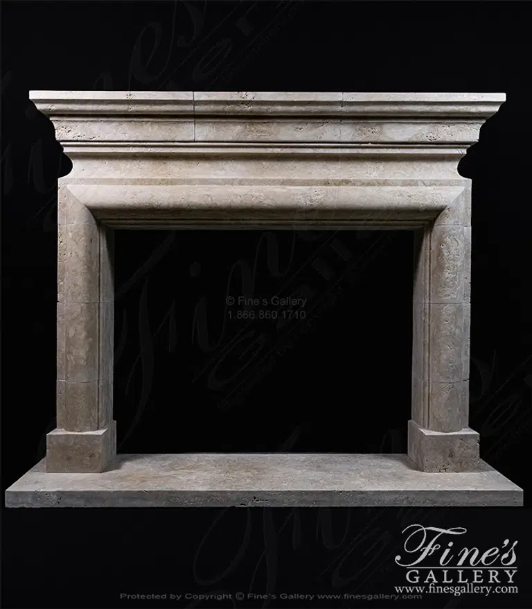 Bolection Mantel W/Shelf in Italian Roman Travertine