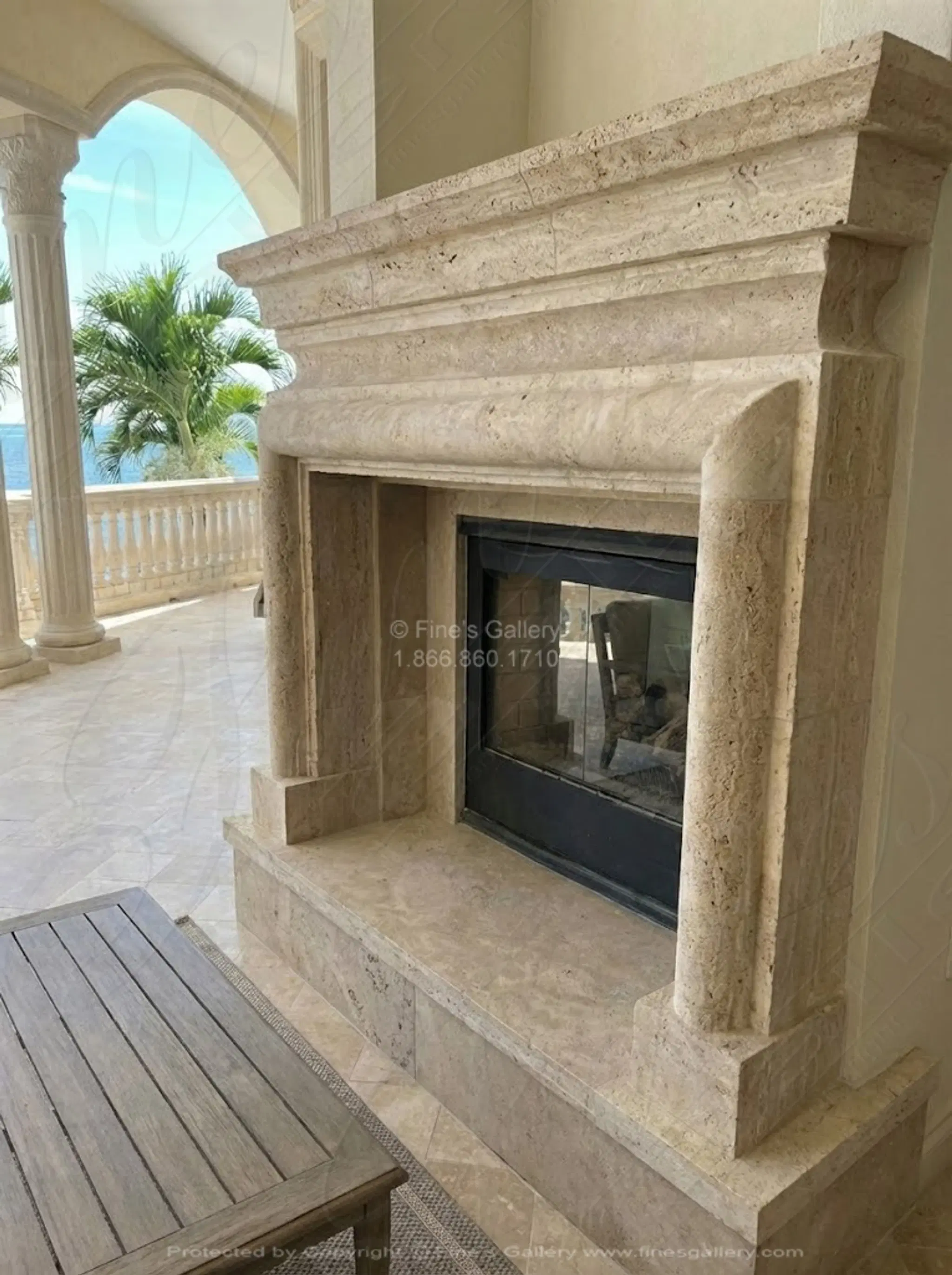 Bolection Mantel W/Shelf in Italian Roman Travertine