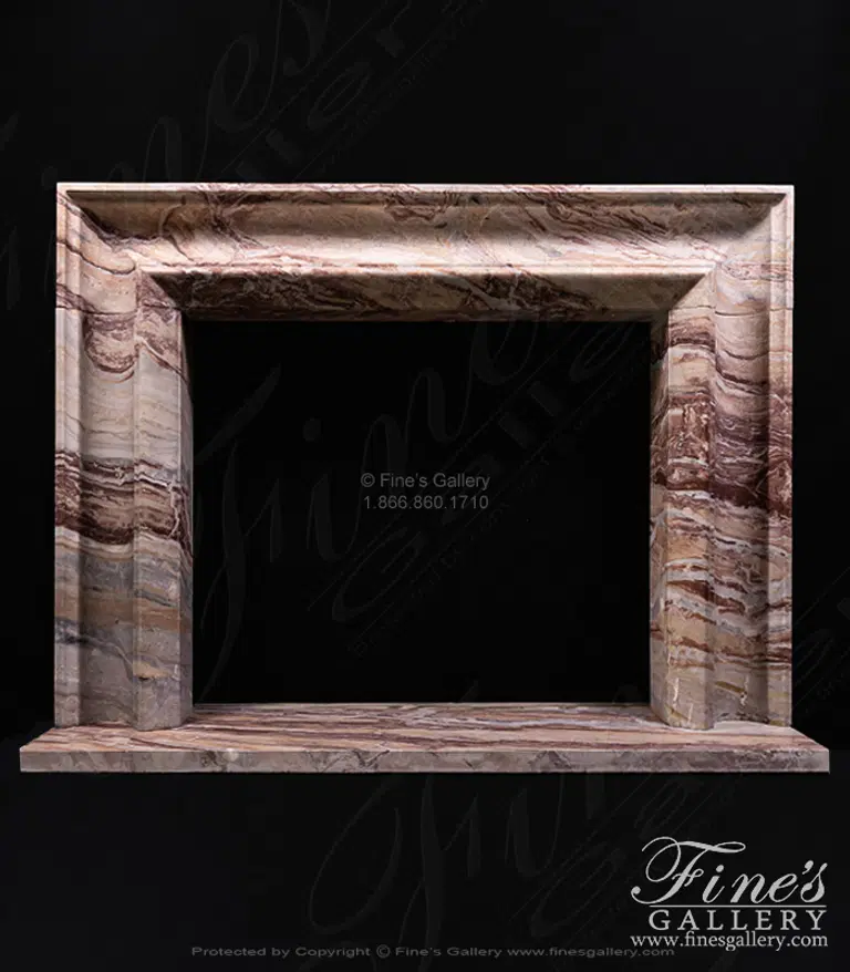 Bolection Style Mantel in Rare Exotic Italian Arabascato Rosso 