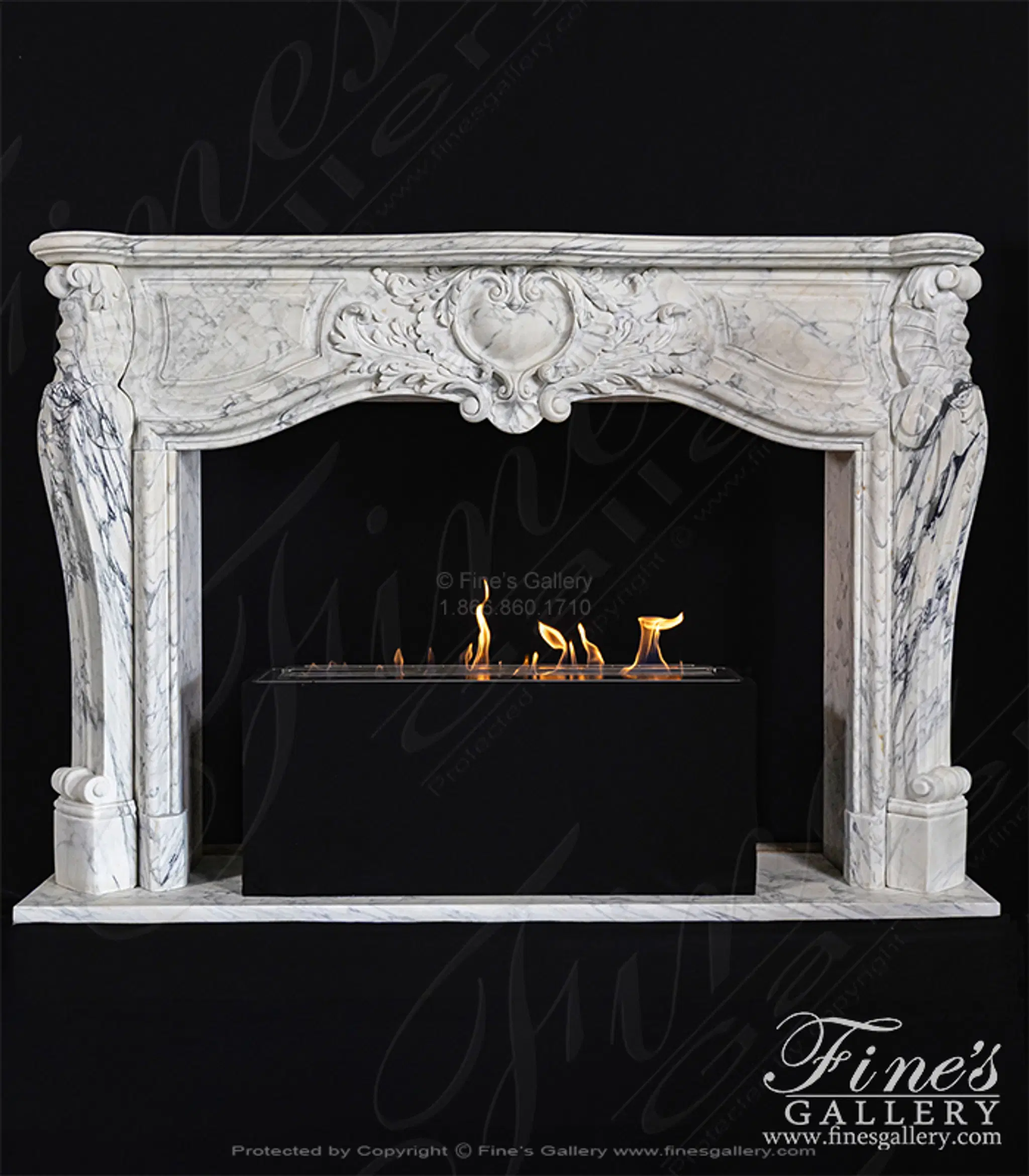Rare French Style Mantel in Exotic Arabascato Corchia Marble