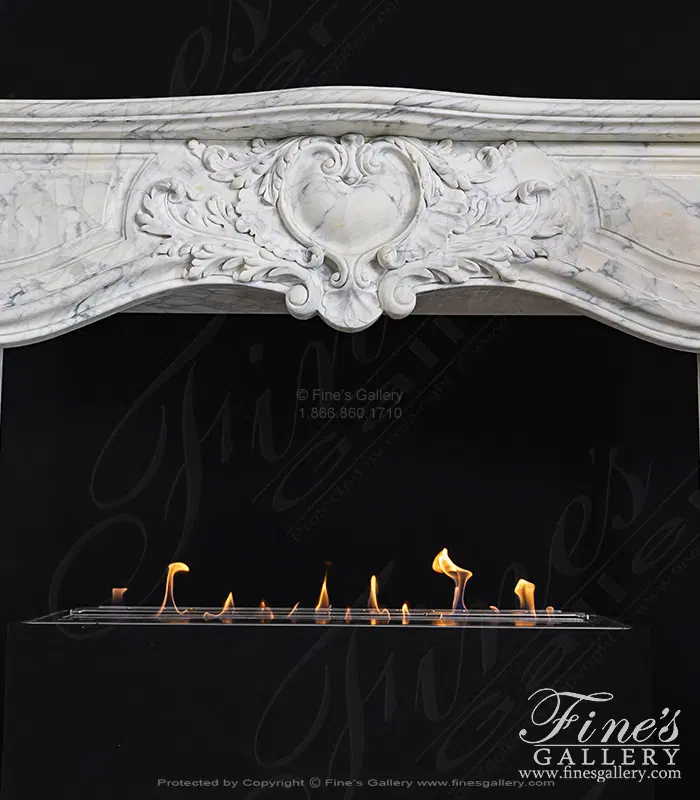 French Arabascato Marble Fireplace Mantel | Luxury Mantels