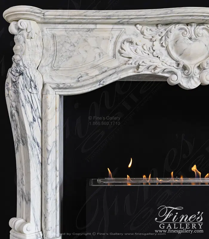 French Arabascato Marble Fireplace Mantel | Luxury Mantels