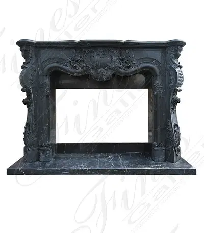 Oversized Ornate French Mantel in Nero Marquina