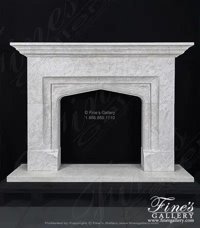 A Contemporary Tudor Style Mantel in Italian Botticino Marble