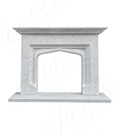 A Contemporary Tudor Style Mantel in Italian Botticino Marble