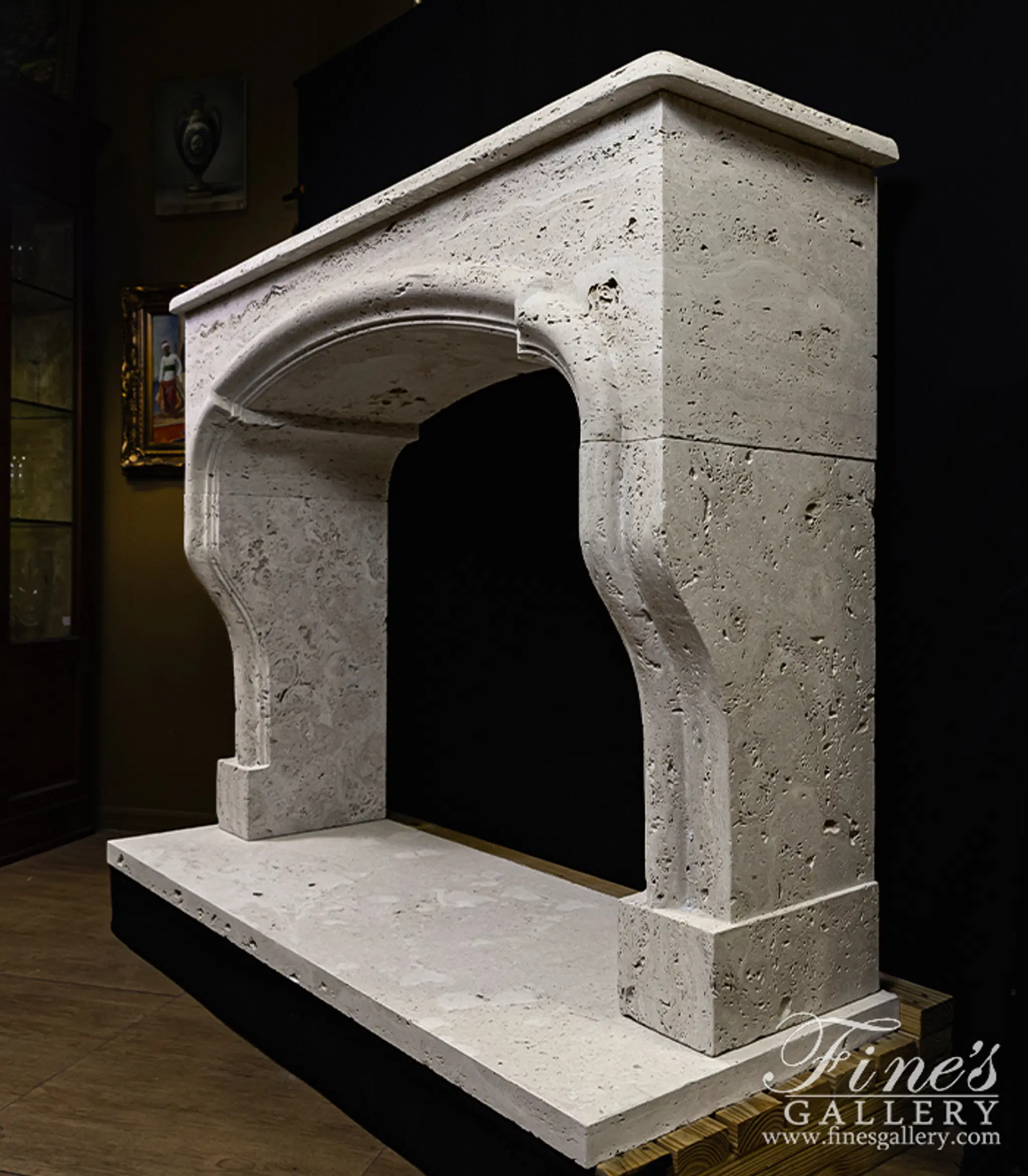 Arched Mantel in Italian Travertine — Model MFP-2668 — detail view 2