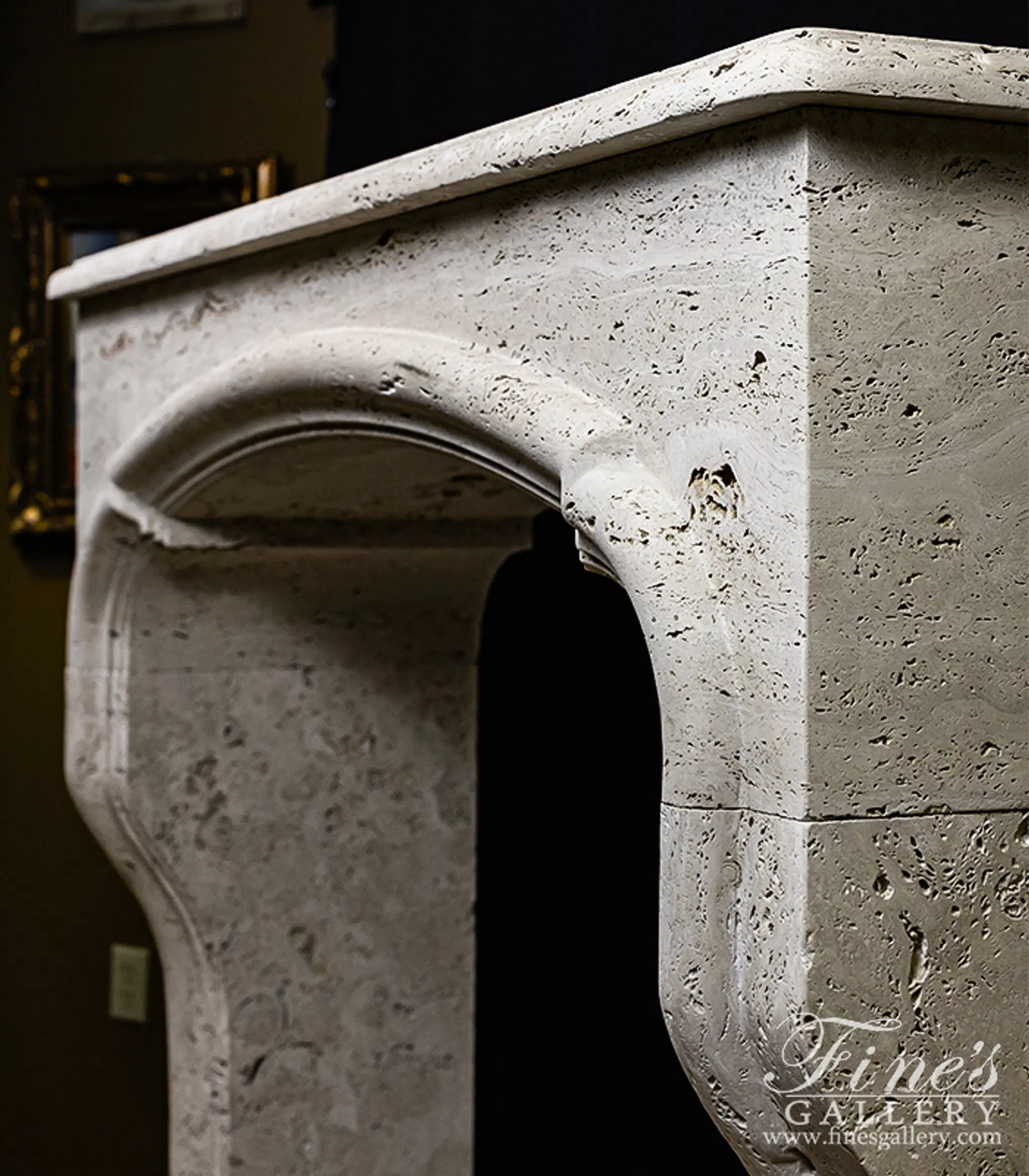 Arched Mantel in Italian Travertine — Model MFP-2668 — detail view 4