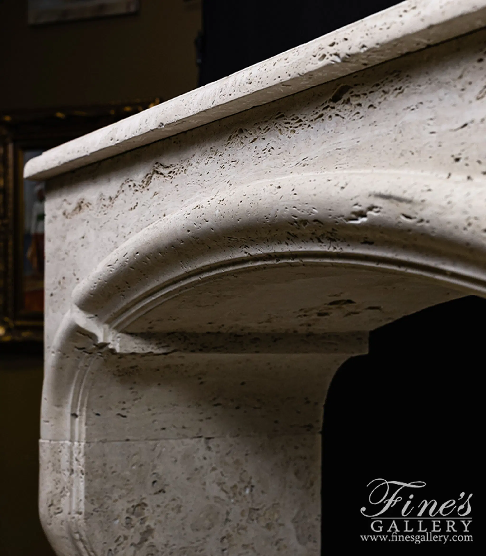 Arched Mantel in Italian Travertine — Model MFP-2668 — detail view 5