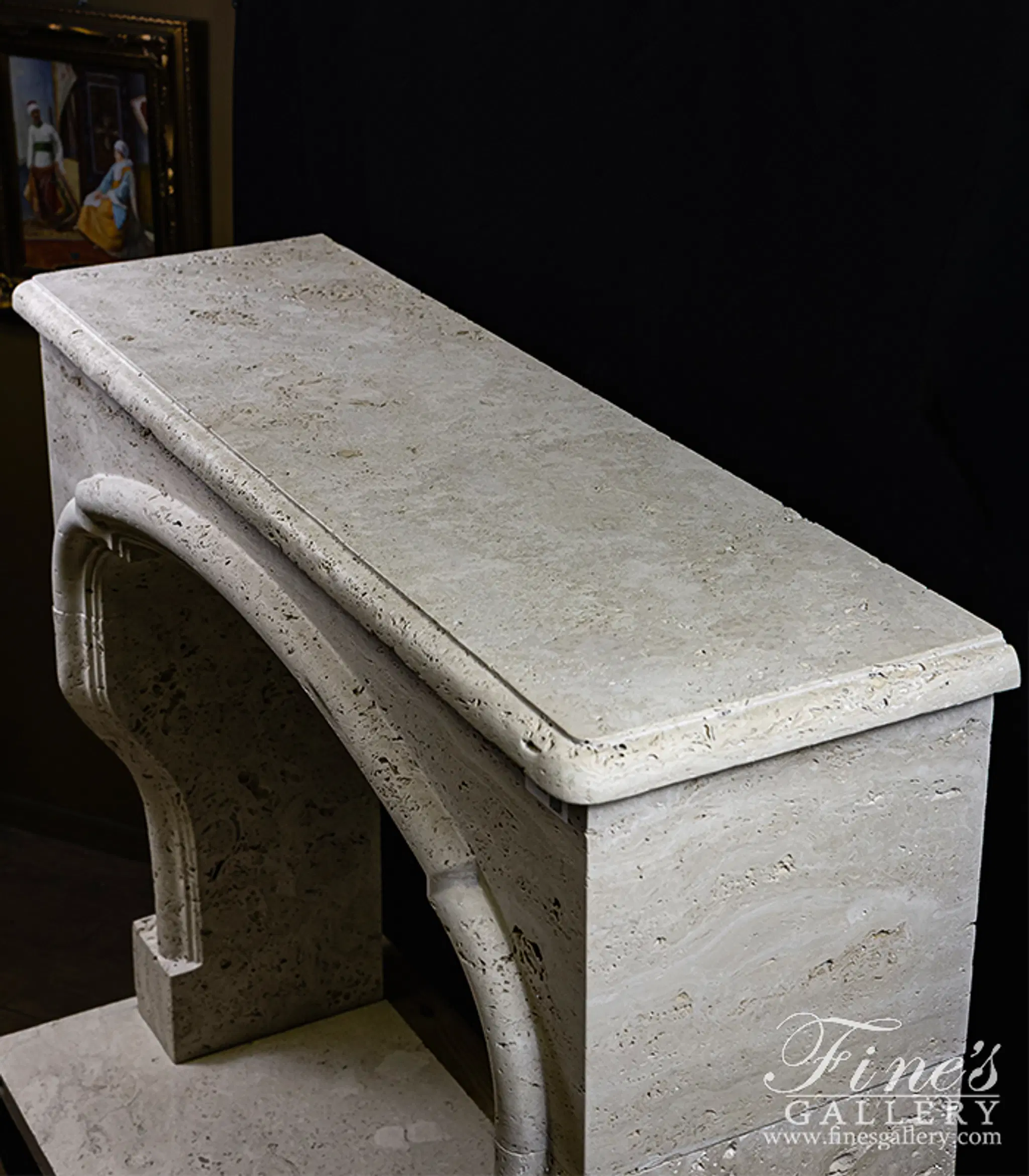 Arched Mantel in Italian Travertine — Model MFP-2668 — detail view 8
