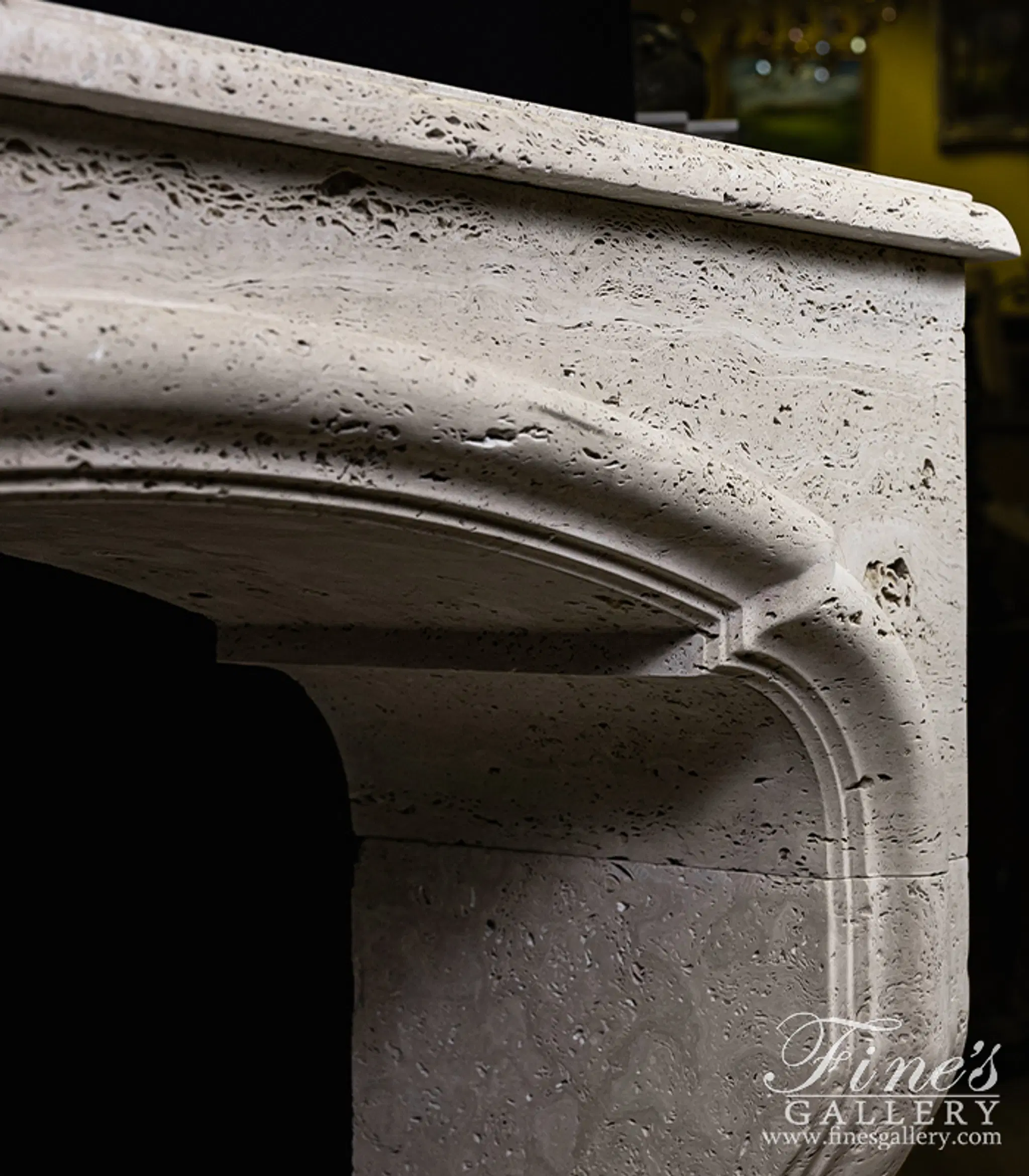 Arched Mantel in Italian Travertine — Model MFP-2668 — detail view 11