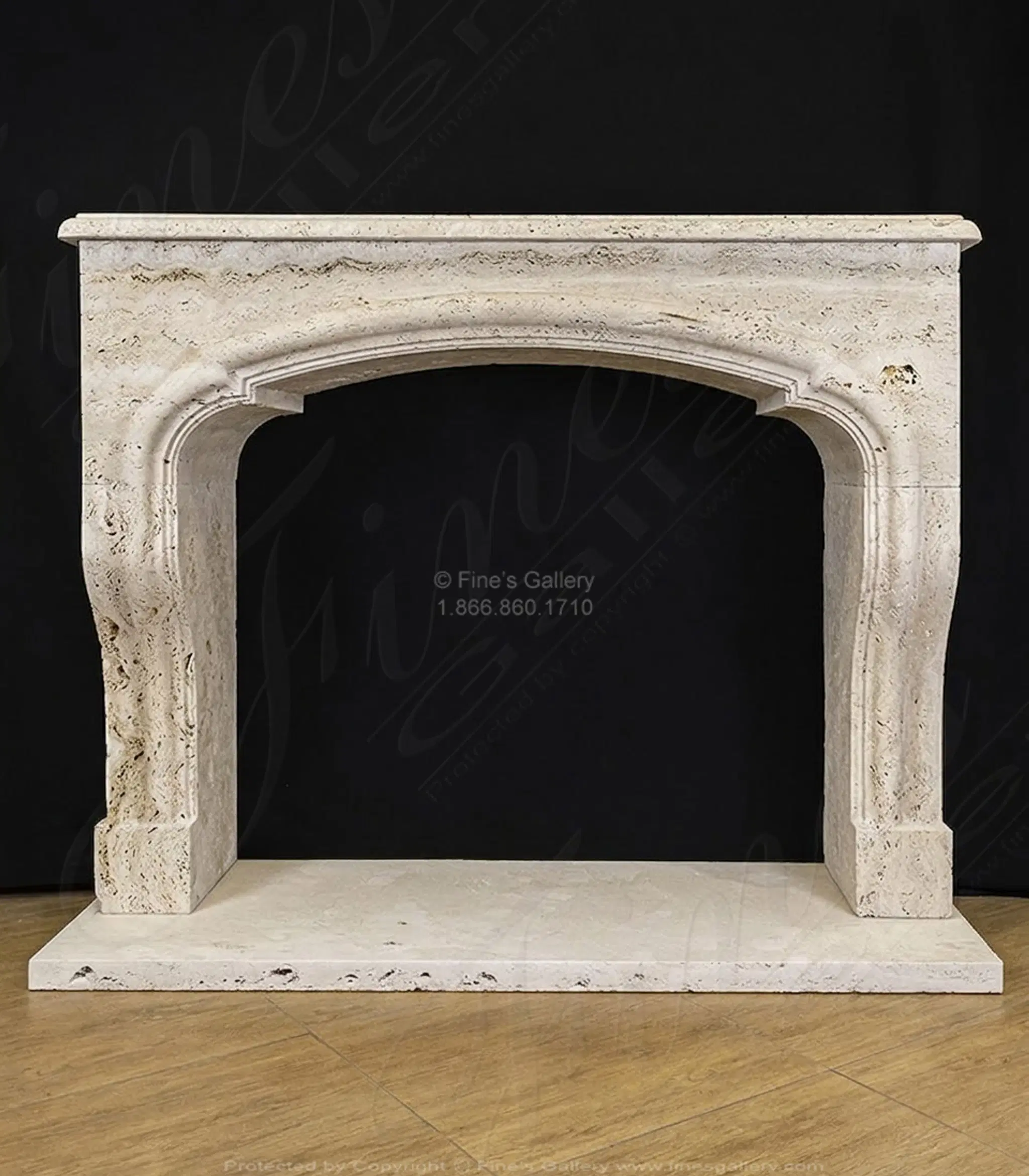 Arched Mantel in Italian Travertine