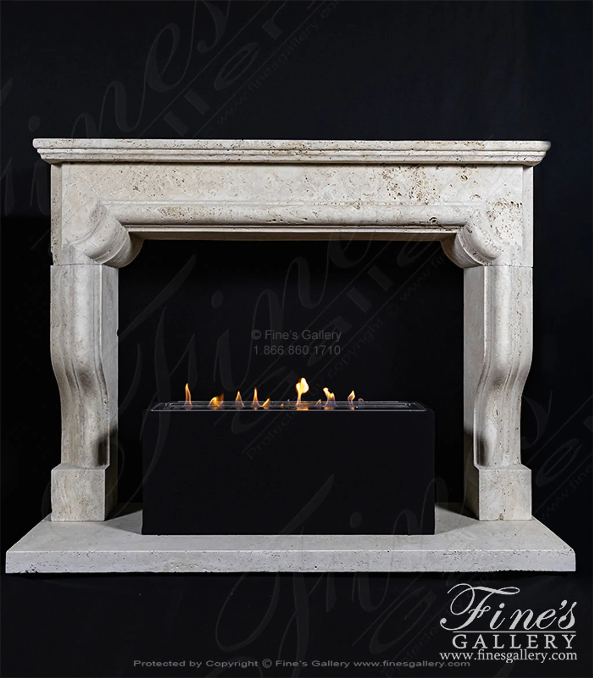 A classic style mantel in Italian Roman Travertine