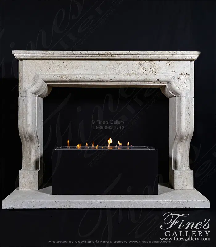 A classic style mantel in Italian Roman Travertine