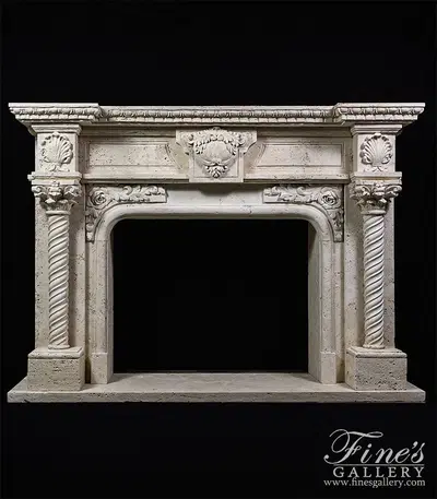 Neoclassical Style Mantelpiece in Roman Travertine