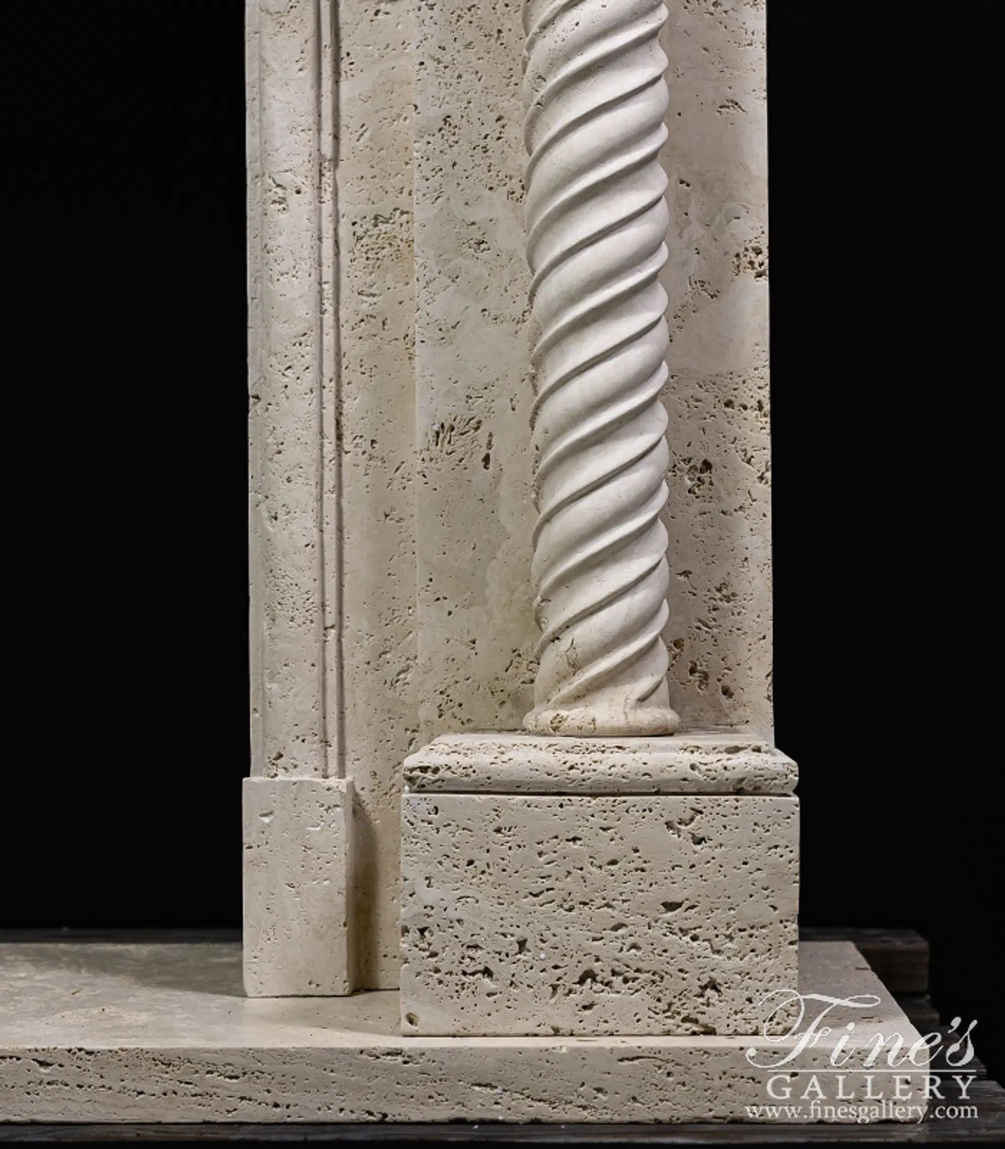 Neoclassical Style Mantelpiece in Roman Travertine — Model MFP-2670 — detail view 3