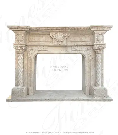 Neoclassical Style Mantelpiece in Italian Quarried Roman Travertine