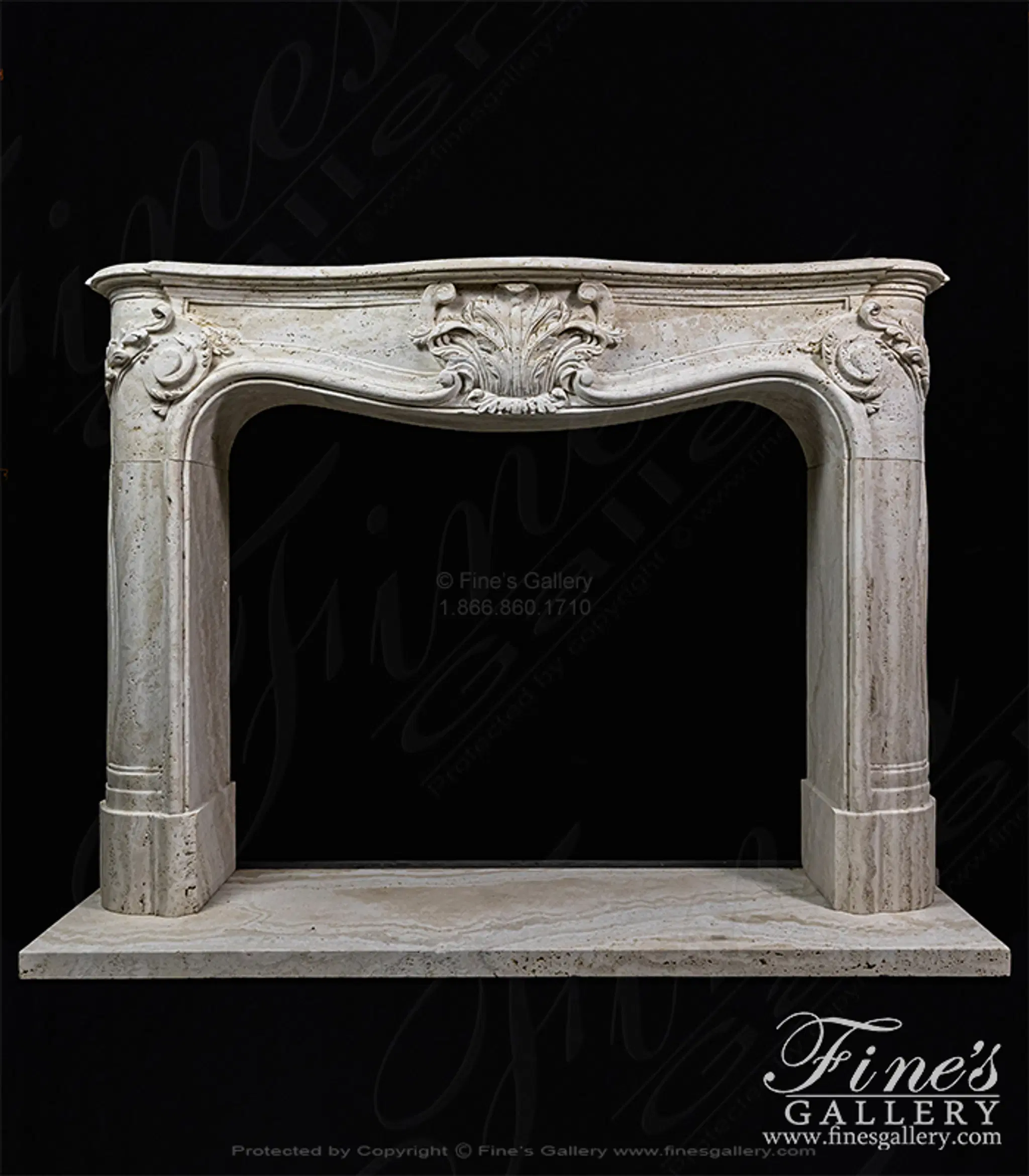 French Ivory Travertine Fireplace Mantel