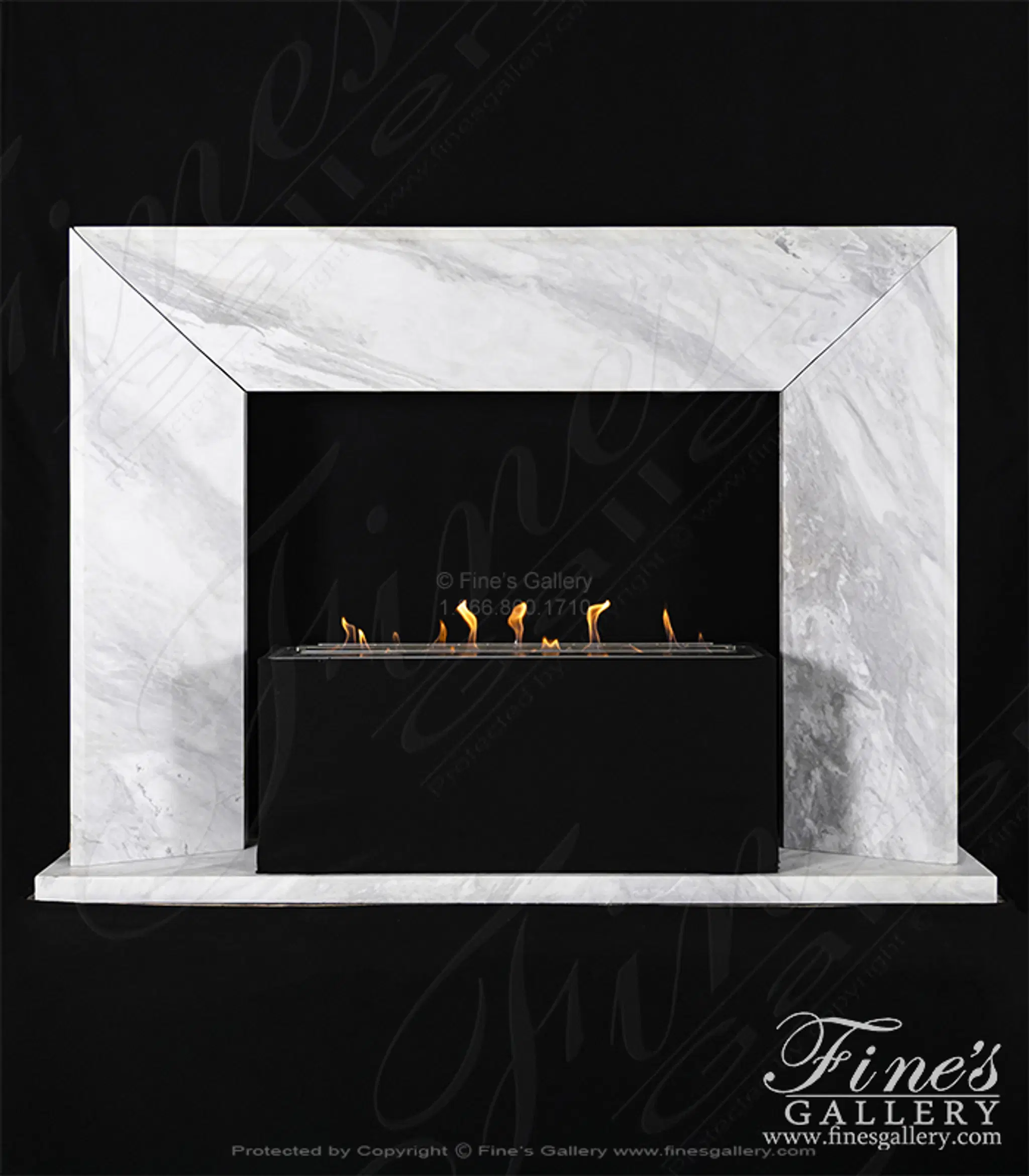 Contemporary Marble Mantel in Volakas Marble