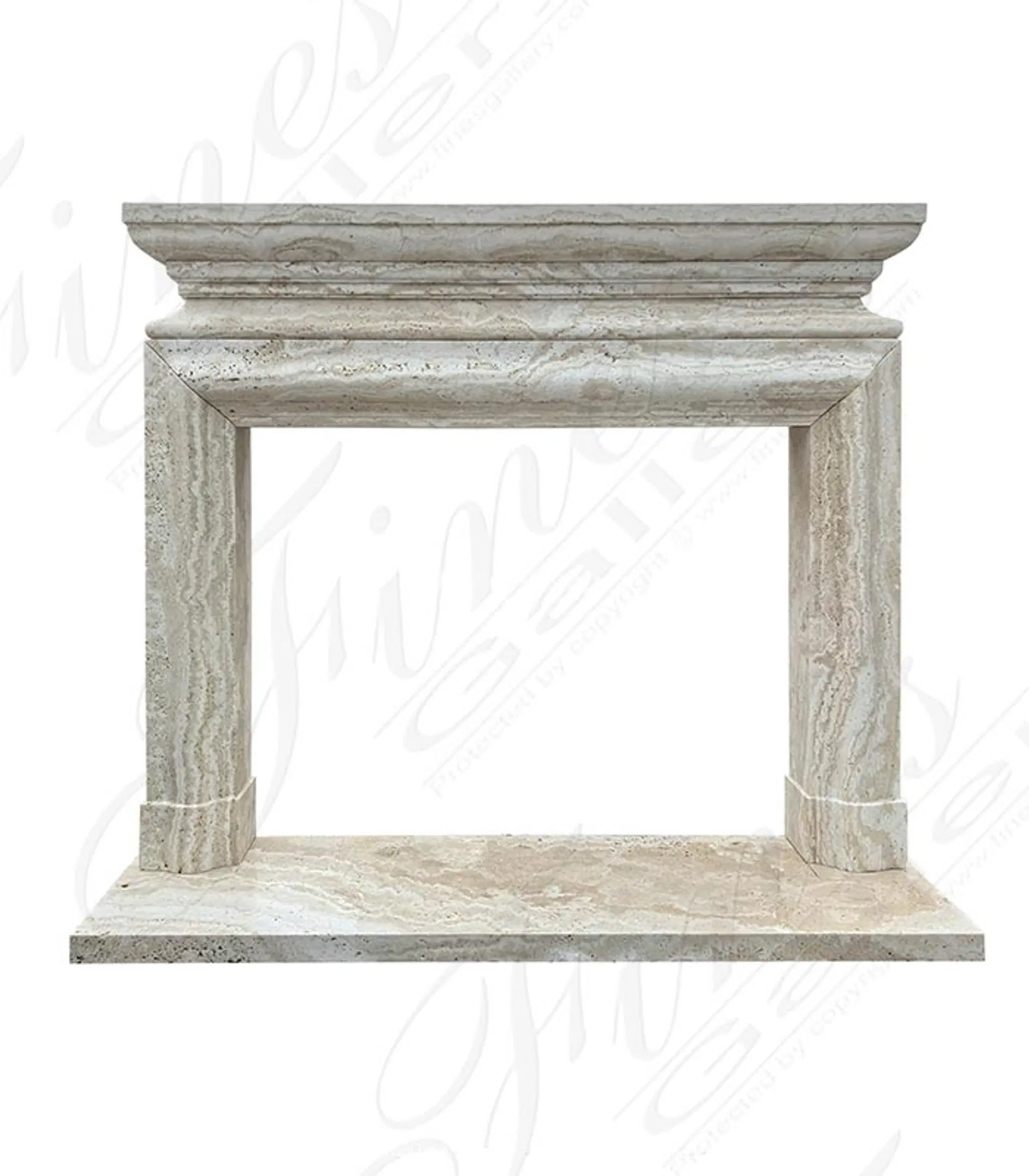 A Bolection Style Mantel in Exotic Italian Ivory Travertine