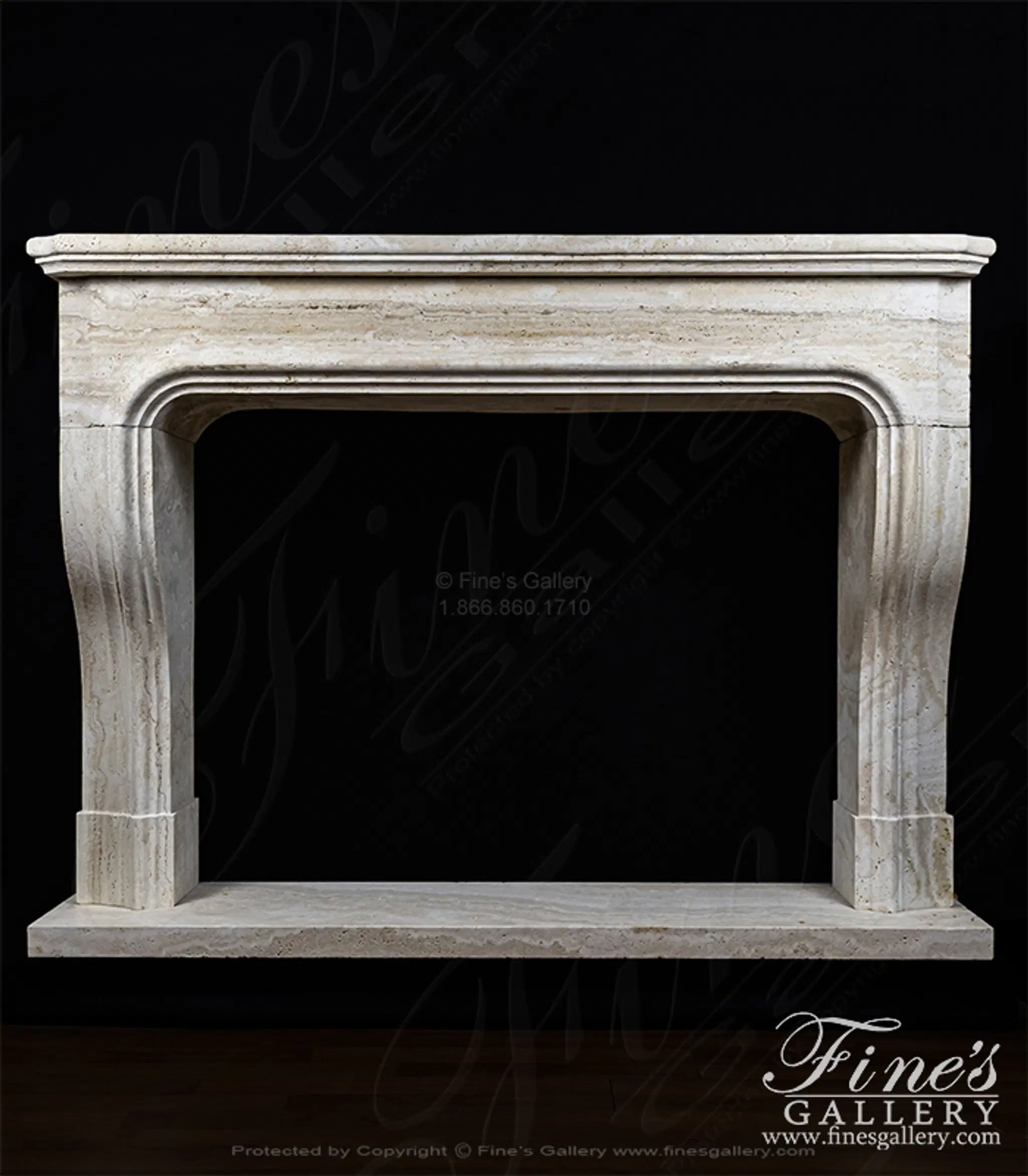 Oversized Classic Style Mantel In Italian Ivory Travertine