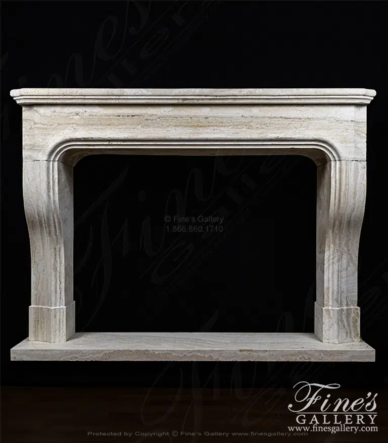 Oversized Classic Style Mantel In Italian Ivory Travertine