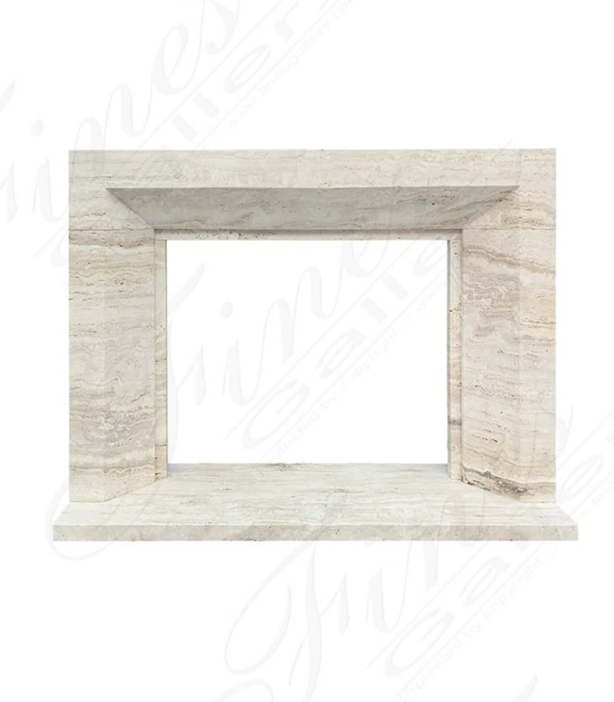 Contemporary Coastal Mantel in Italian Ivory Travertine