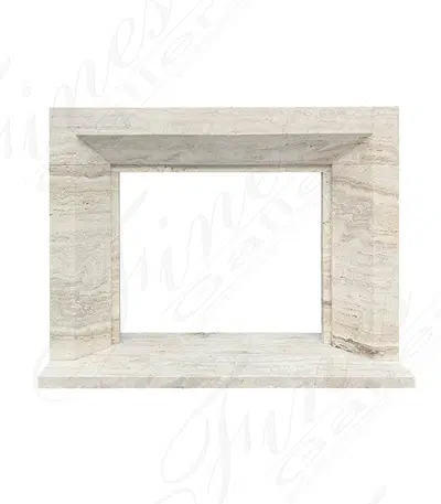 Contemporary Coastal Mantel in Italian Ivory Travertine
