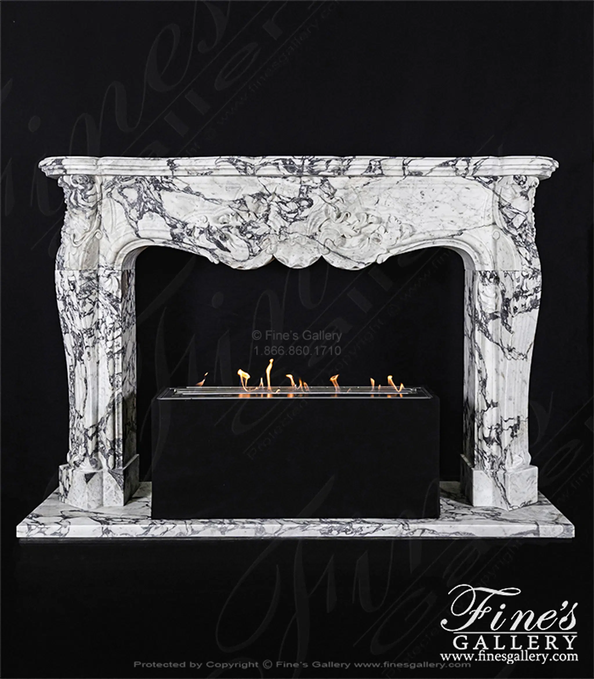 Rare French Style Mantel in Italian Breccia Viola Marble