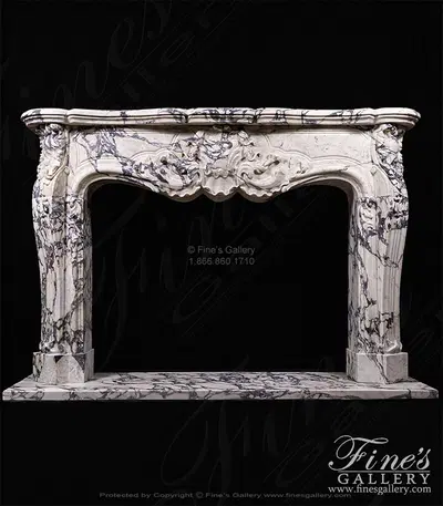 Rare French Style Mantel in Italian Breccia Viola Marble