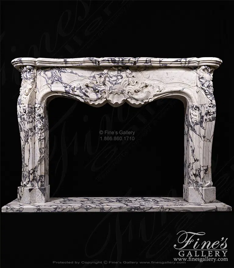 Rare French Style Mantel in Italian Breccia Viola Marble