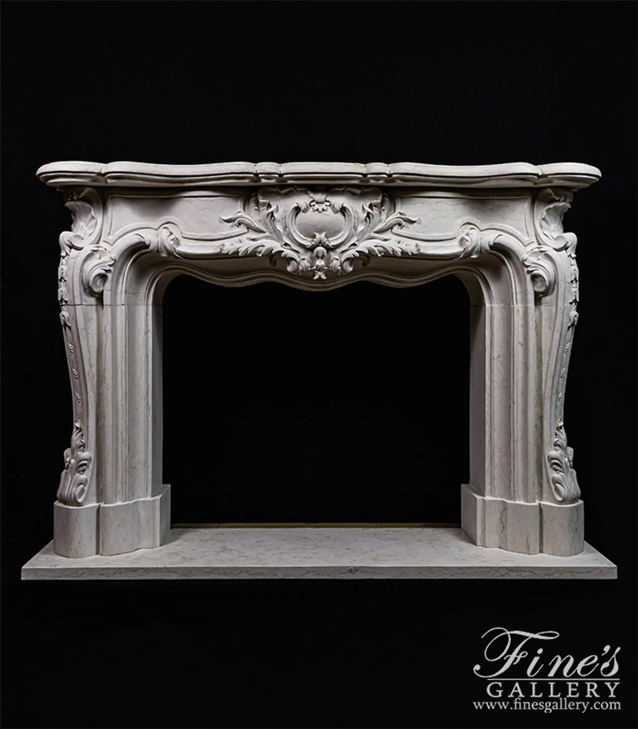 Exquisite Solid French Style Mantel In Italian Bianco Perlino Marble