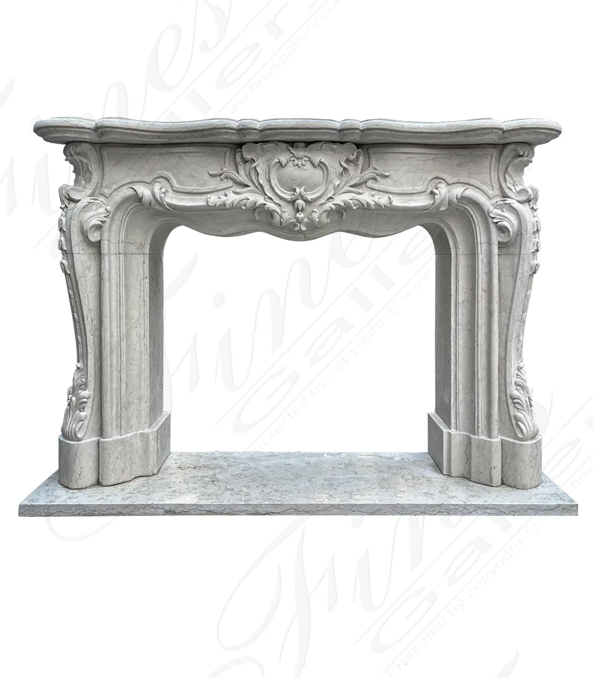 Exquisite Solid French Style Mantel In Italian Bianco Perlino Marble