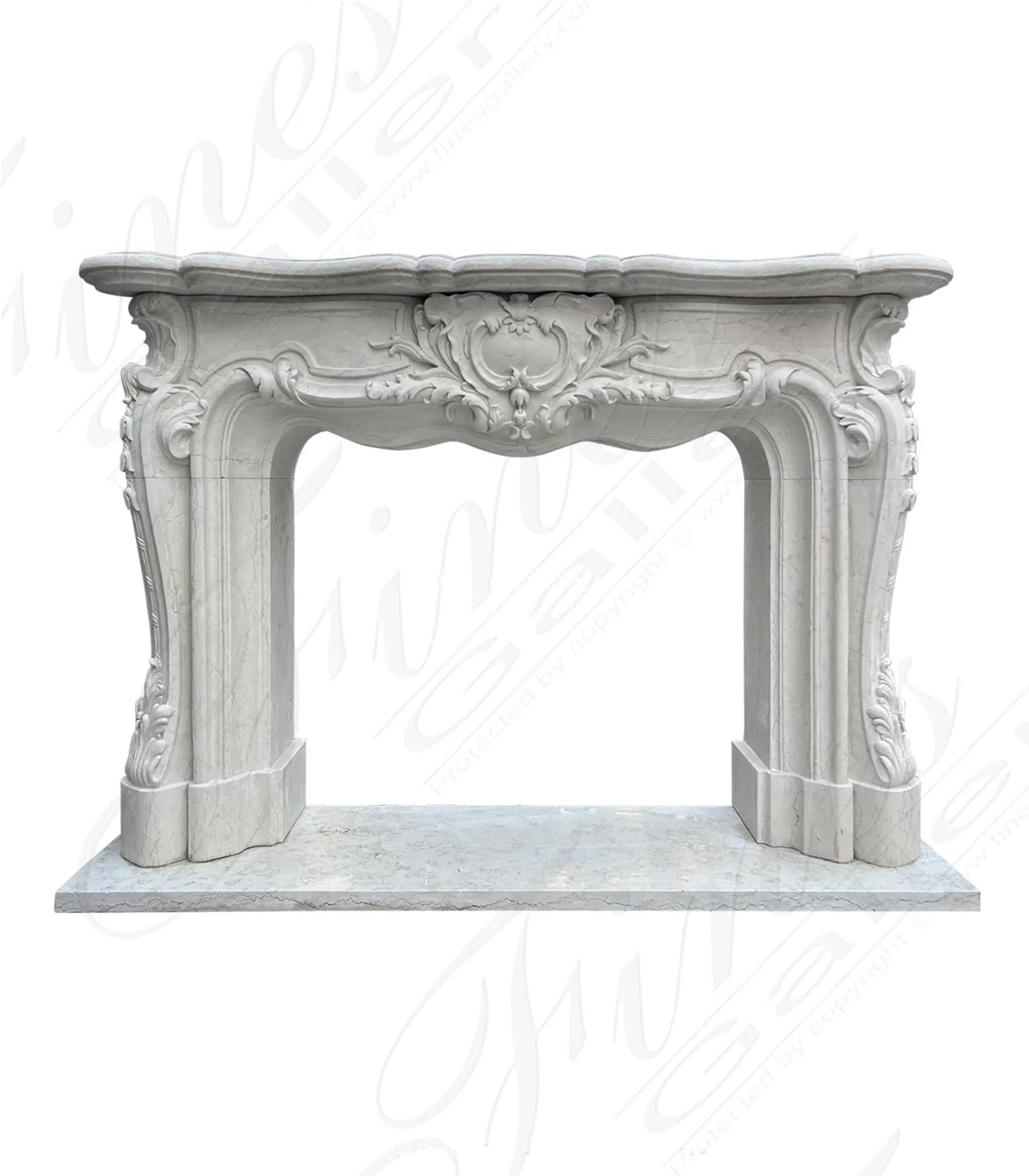Exquisite Solid French Style Mantel In Italian Bianco Perlino Marble