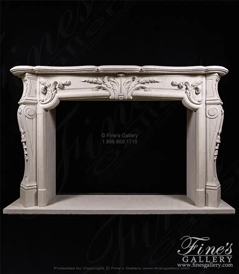 Rare French Style Mantel in Italian Quarried Perlino Marble