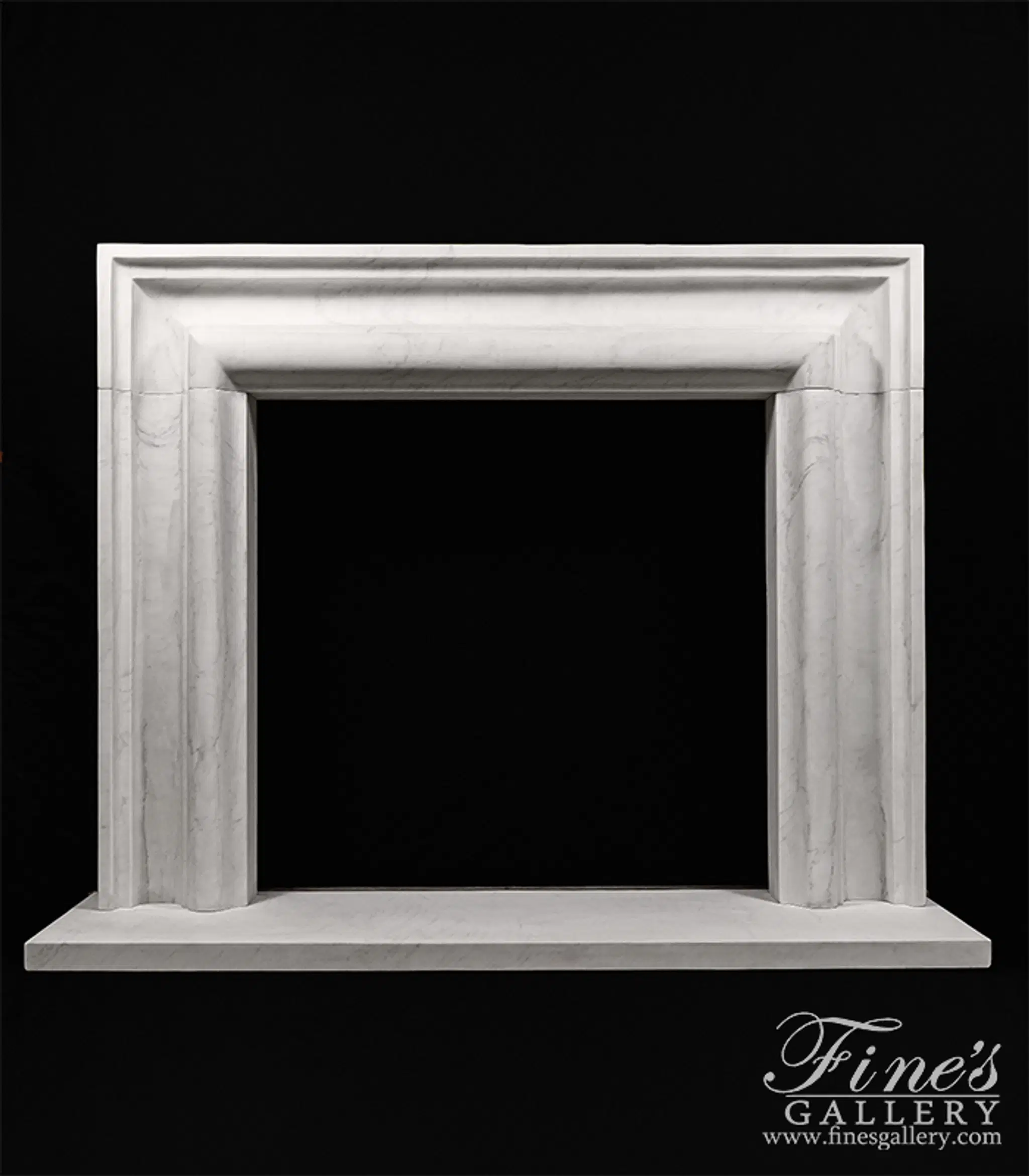Deep Relief Bolection Mantelpiece in Statuary Marble — Model MFP-2708 — Hand-Crafted by Fine's Gallery