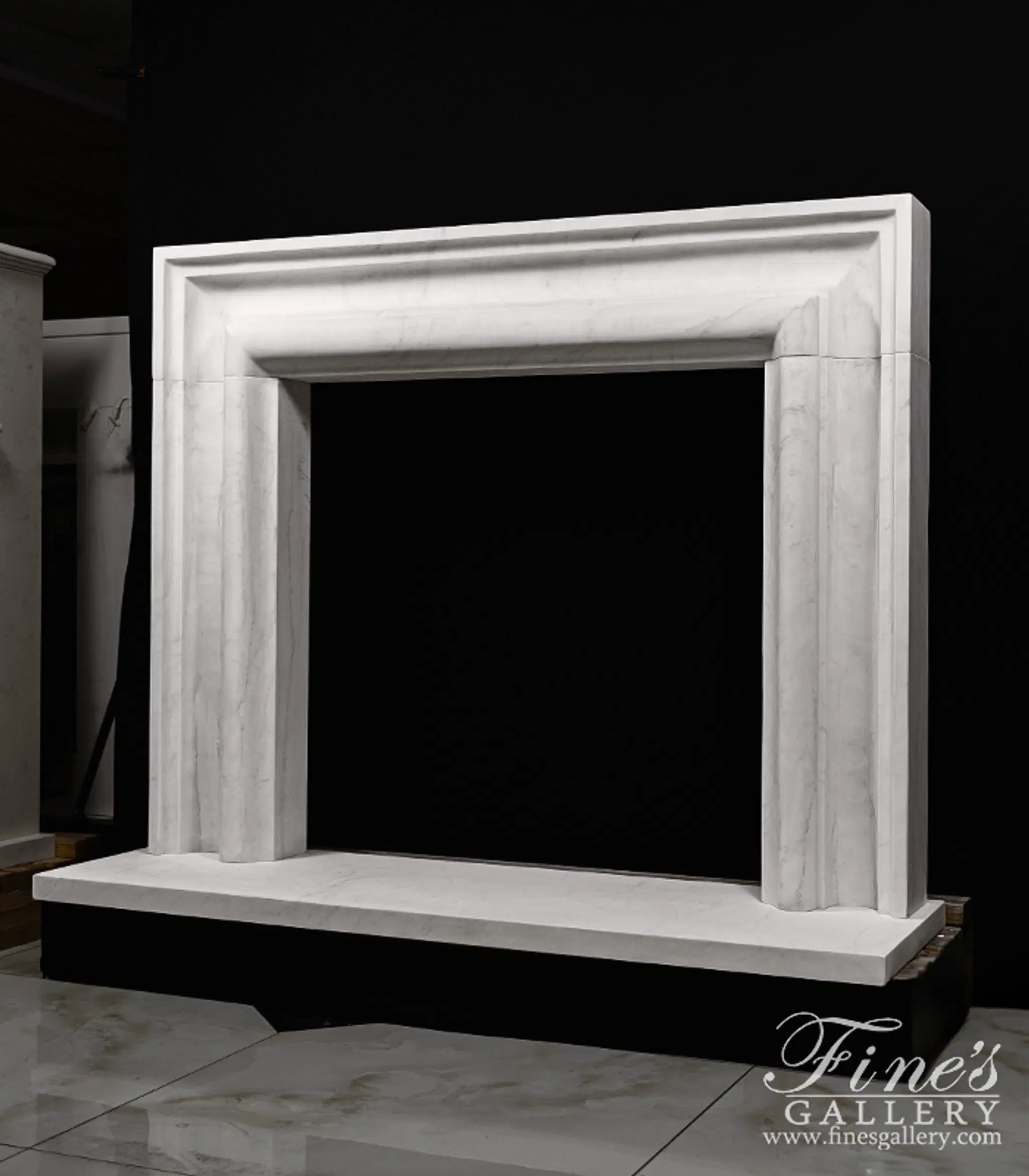 Deep Relief Bolection Mantelpiece in Statuary Marble — Model MFP-2708 — detail view 2