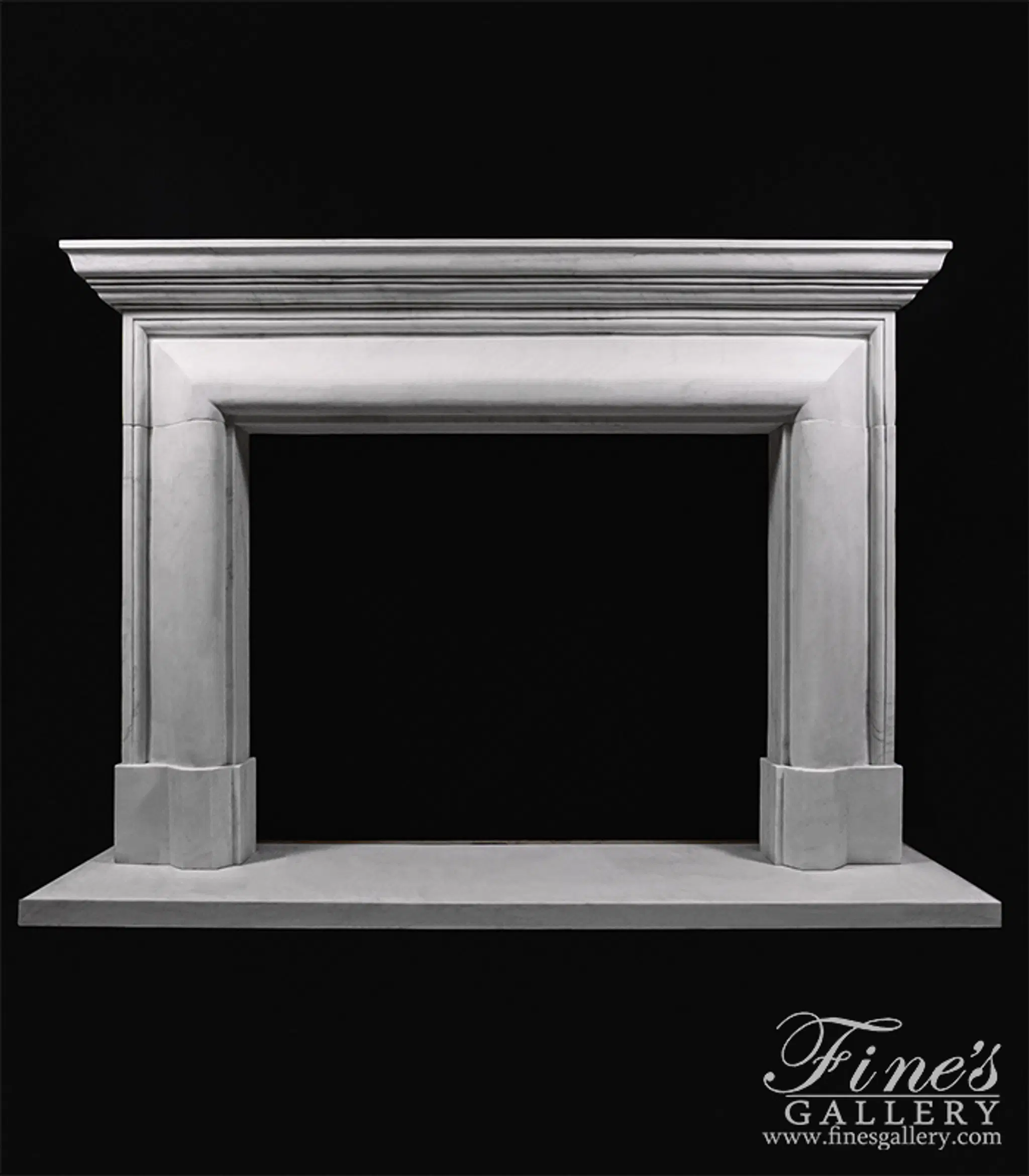 Oversized Bolection Style Mantel W/Shelf in Statuary Marble — Model MFP-2709 — Hand-Crafted by Fine's Gallery
