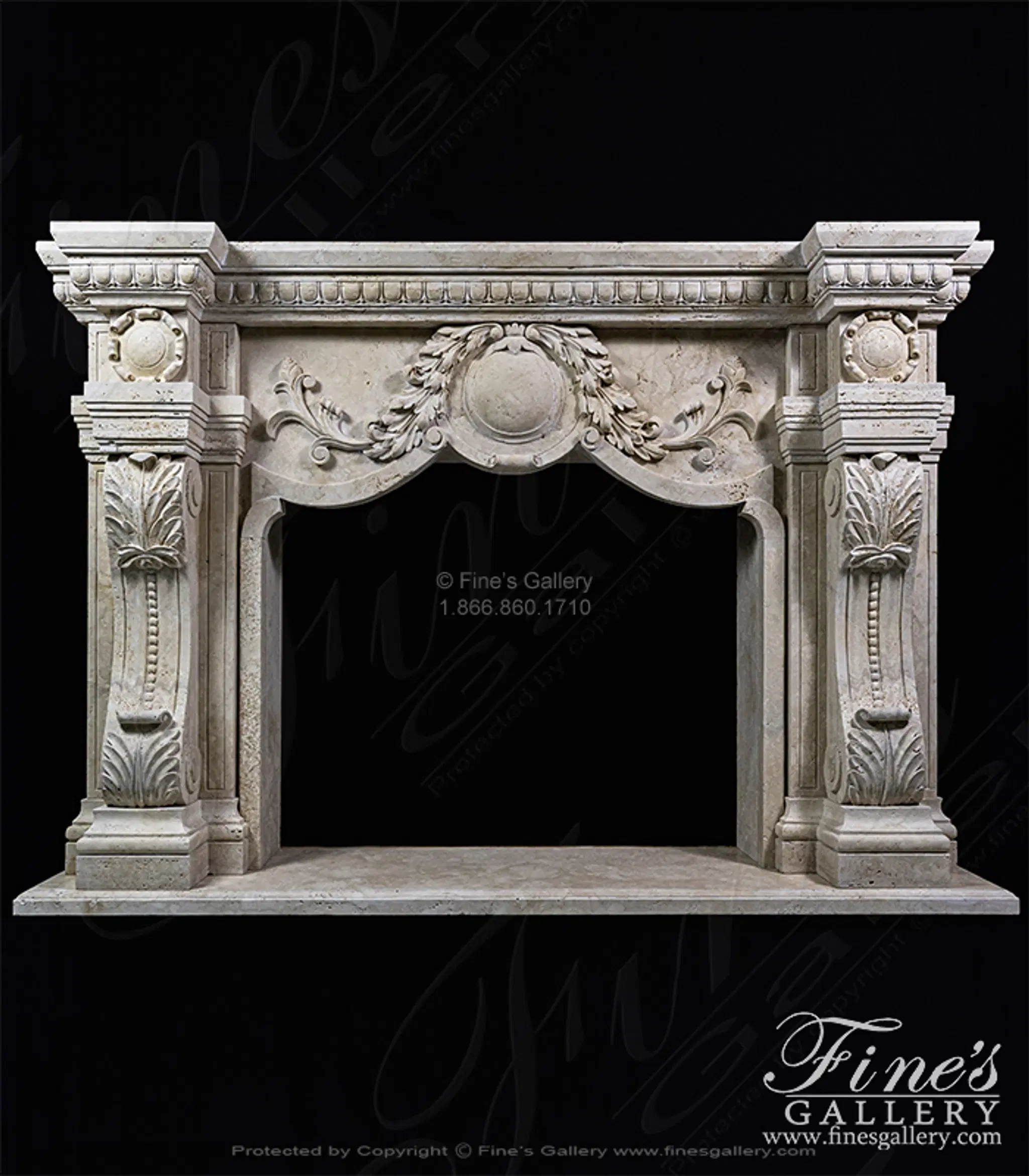 Italian Renaissance Mantel in Italian Roman Travertine