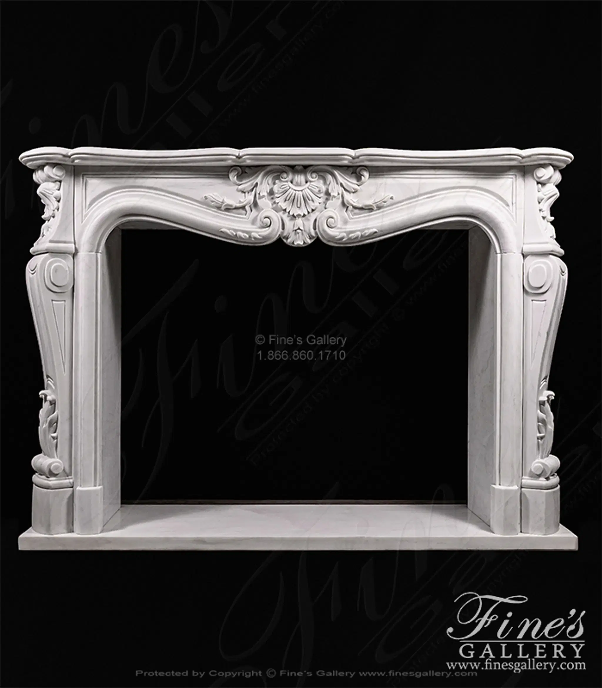Classic French Style Mantel in Statuary Marble — Model MFP-2719 — Hand-Crafted by Fine's Gallery