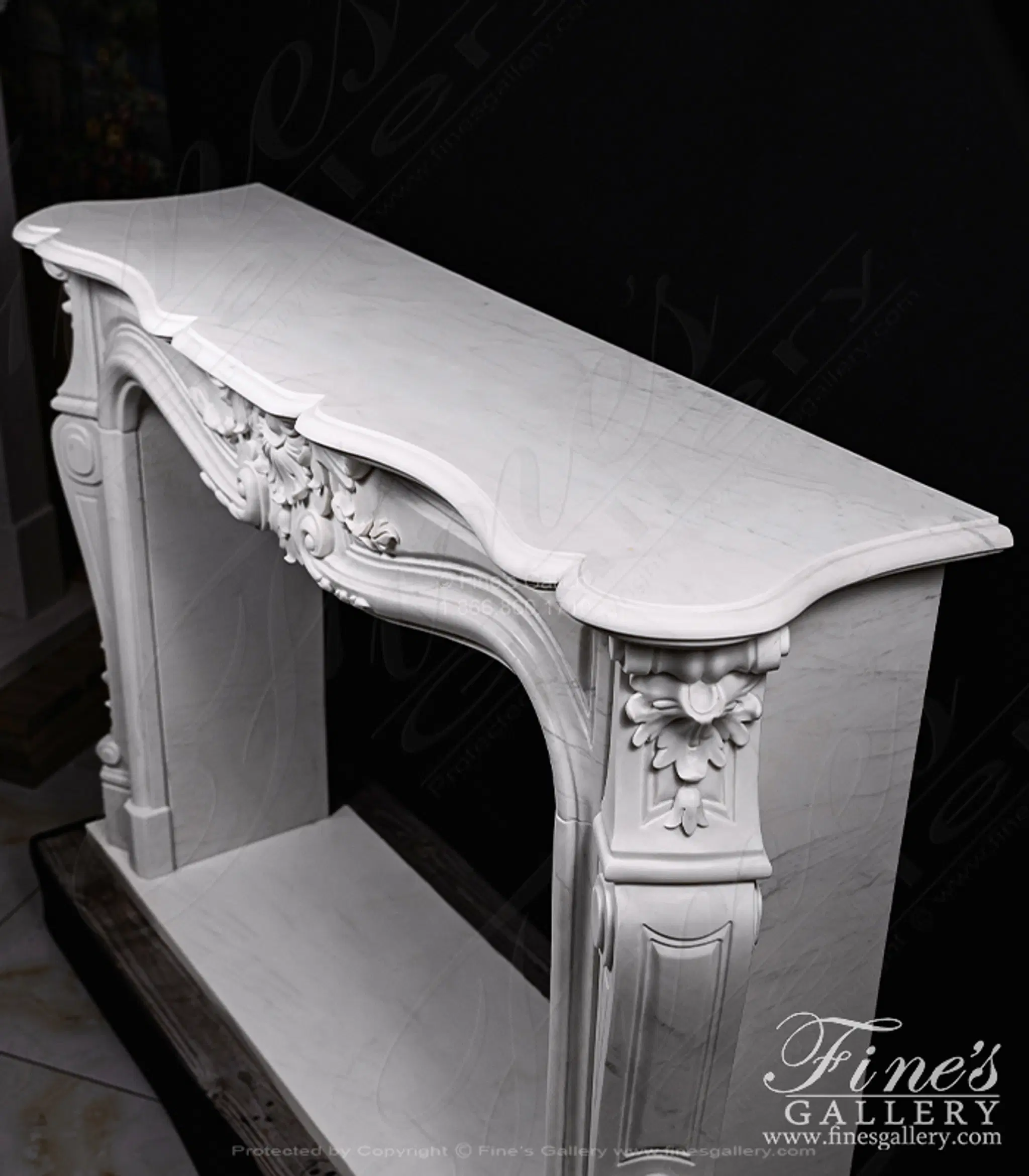Classic French Style Mantel in Statuary Marble — Model MFP-2719 — detail view 3