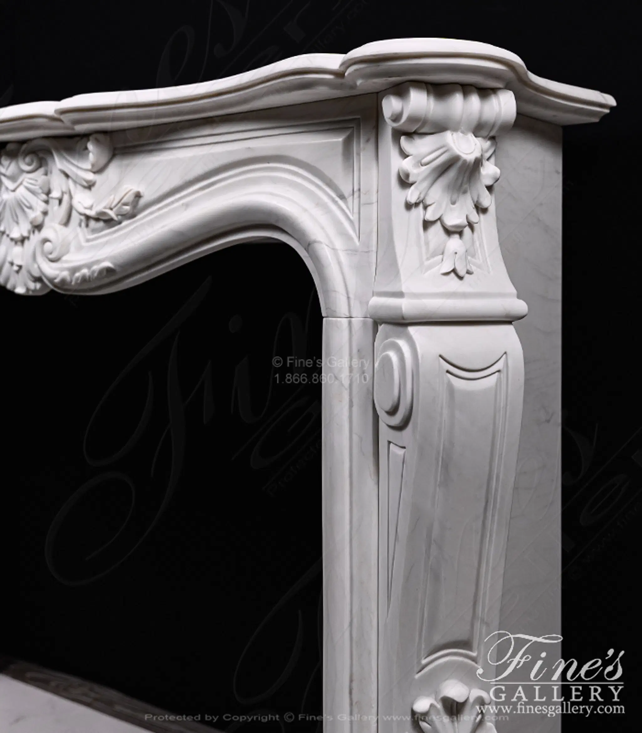 Classic French Style Mantel in Statuary Marble — Model MFP-2719 — detail view 4
