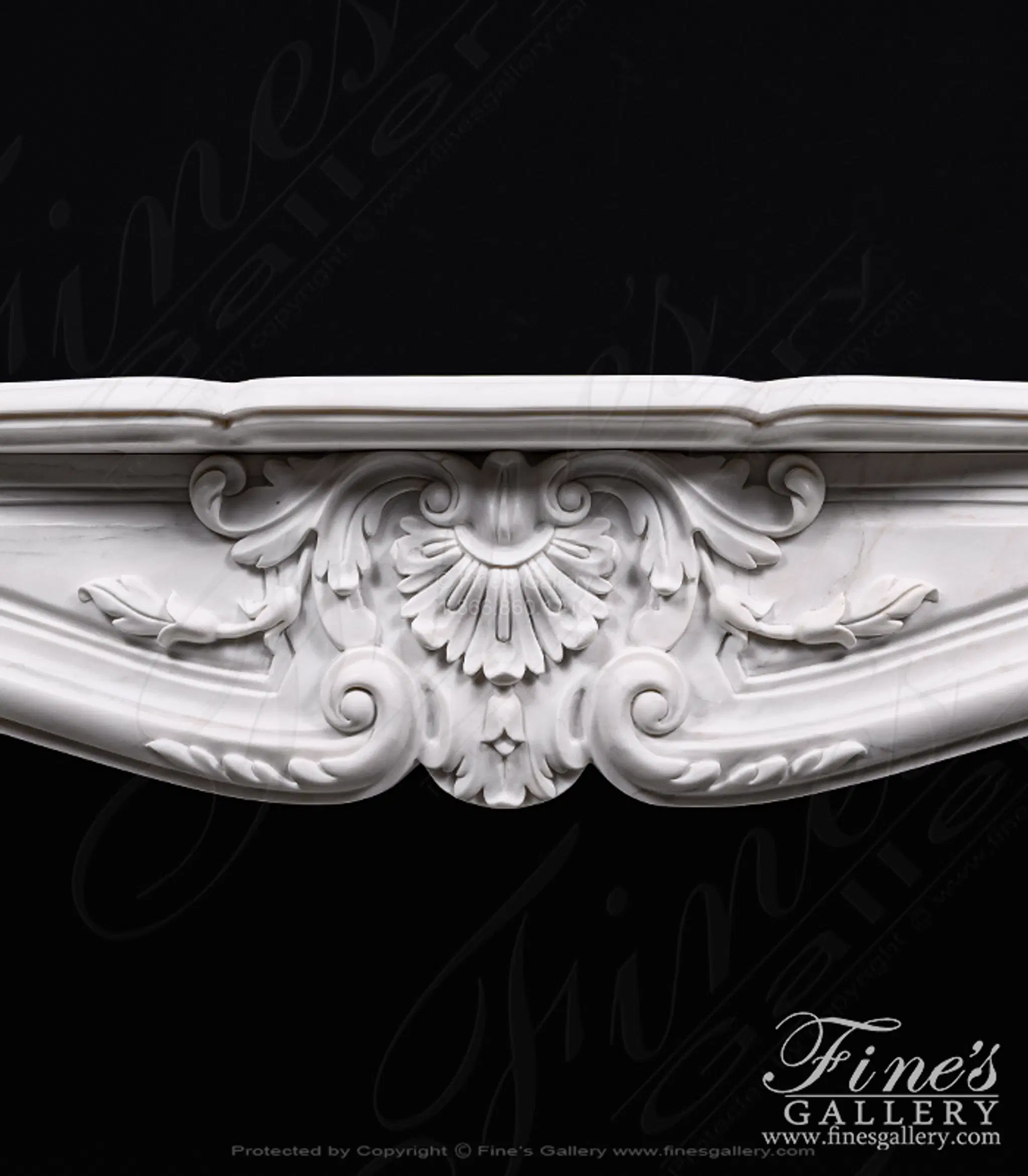 Classic French Style Mantel in Statuary Marble — Model MFP-2719 — detail view 2